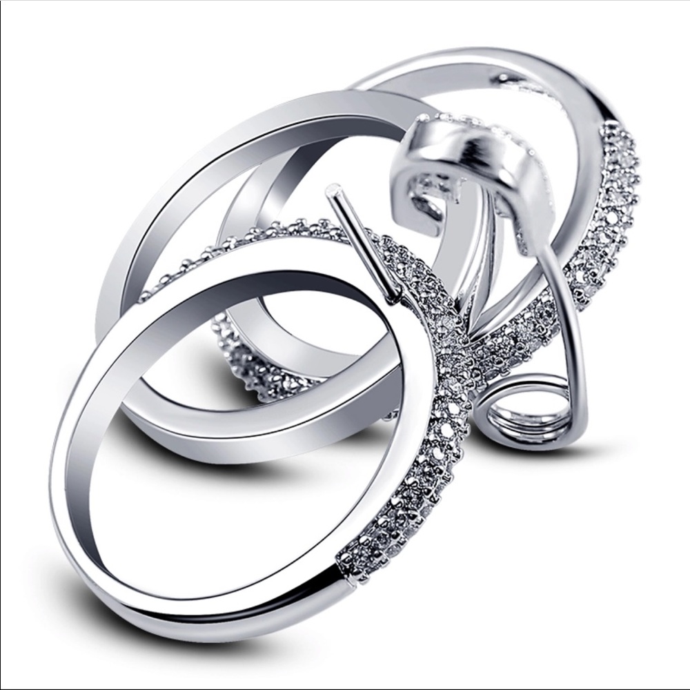 New Ring Set With Pin Cubic Zircon Pave Setting - Picture 5 of 5